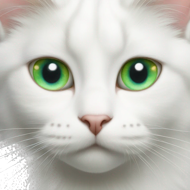 White cat with heterochromia, left eye is blue and right eye is green emoji