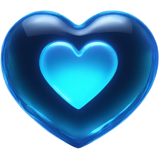 Neon glass blue heart  emoji