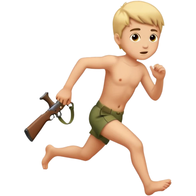 Child boy naked hunting running emoji