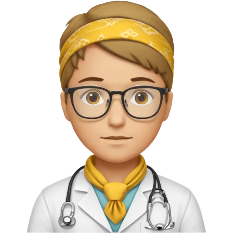 glasses doctor with yellow bandanna emoji