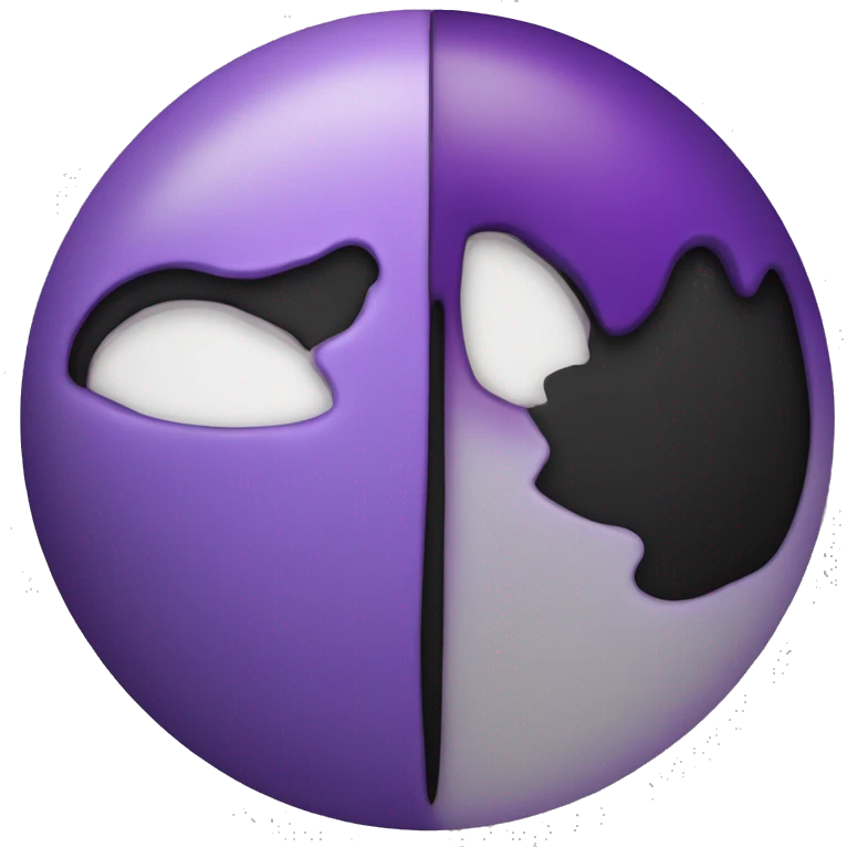 A hearth, left side is purple paint, right side is black paint,in between a light fusion turning to purple emoji