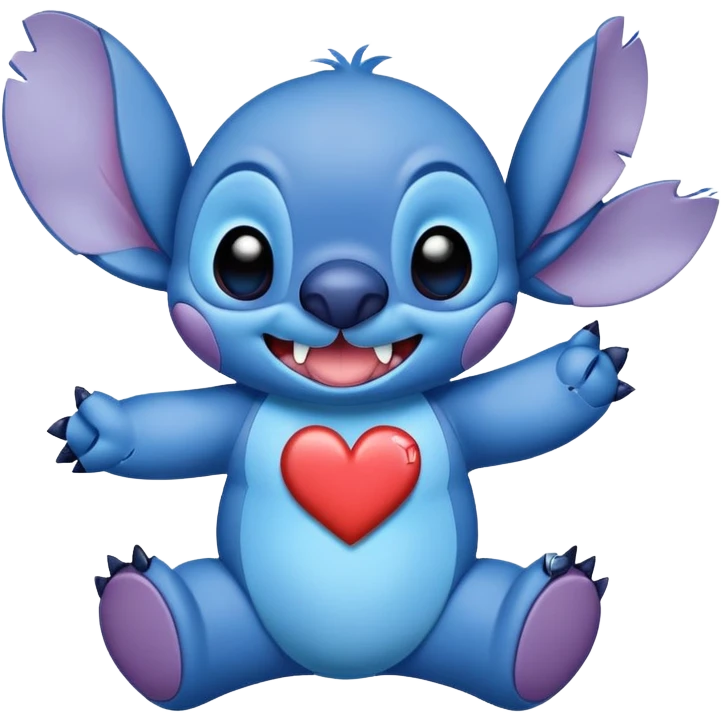 Stich con un corazón diciendo hola bombón emoji
