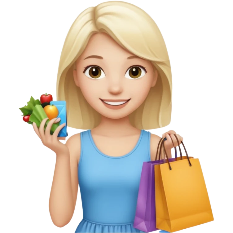 a white blonde teen girl going shopping emoji