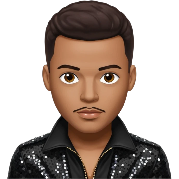 Christopher Williams, R&B Singer with dark brown hair, black sequin outfit emoji