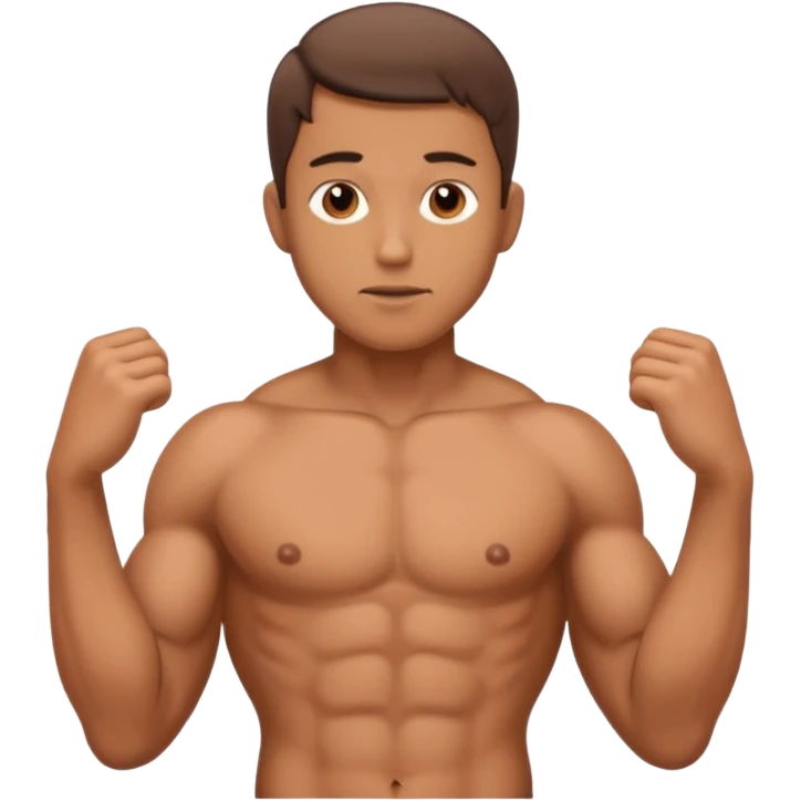 man standing with naked torso and showing penis emoji
