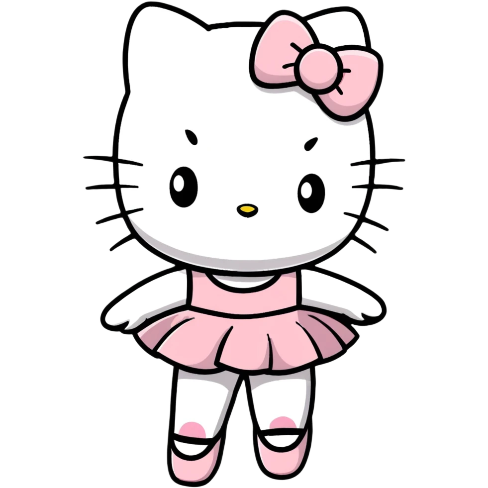 Hello Kitty doing ballet, wearing ballet slippers and tutu emoji