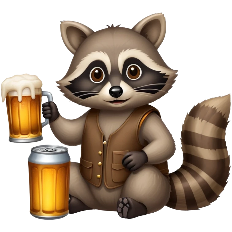 A raccoon at home with beer is watching TV. emoji