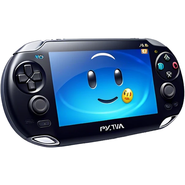 Clash of Clans aesthetic: Cinematic Playful PlayStation Vita Portrait Emoji, rendered in a 3D vector-style similar to standard emojis with minimal shading and bold, simplified shapes. A compact, distinct form with signature details, softly glowing with a cutting-edge console technology charm. Simplified yet unmistakably iconic, highly detailed and consistent, glowing with a soft radiance and high shine. Stylized with a touch of technological advancement and a soft glowing outline, capturing the essence of a beloved gaming relic with a friendly, playful manner! emoji