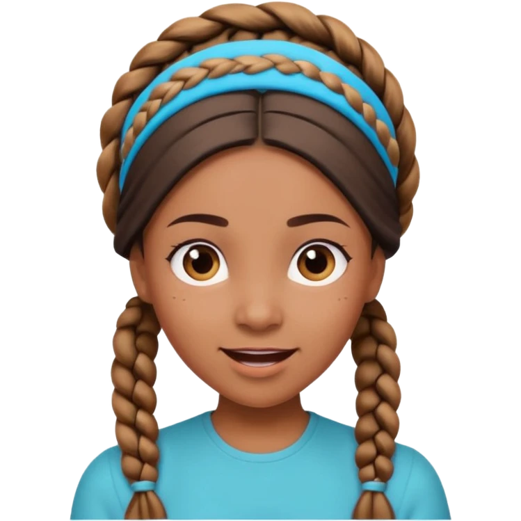 big lose braids starting from the top of the head woman face wiith big visible braids and mono color headband on head excited face and braids as big as headband emoji