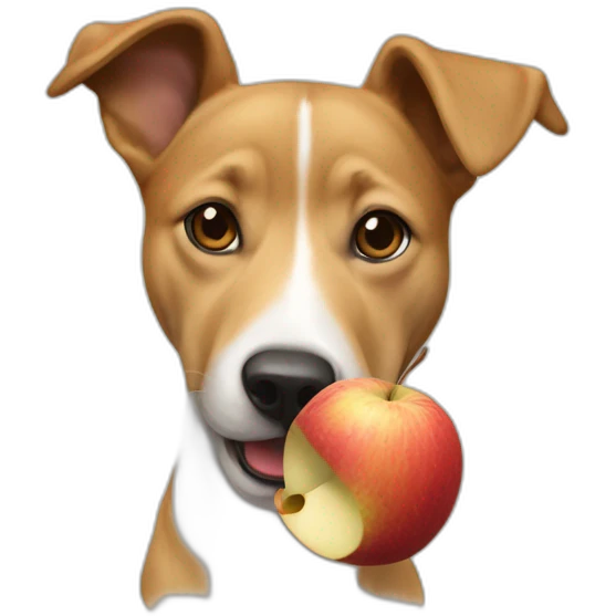 Chien qui mange une pomme emoji