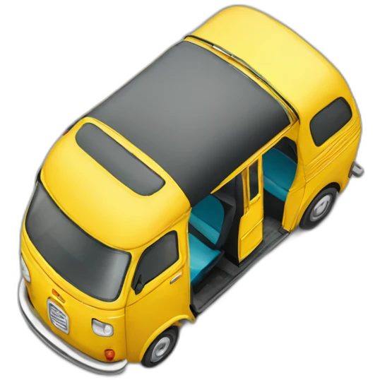 yellow auto rickshaw from top view emoji