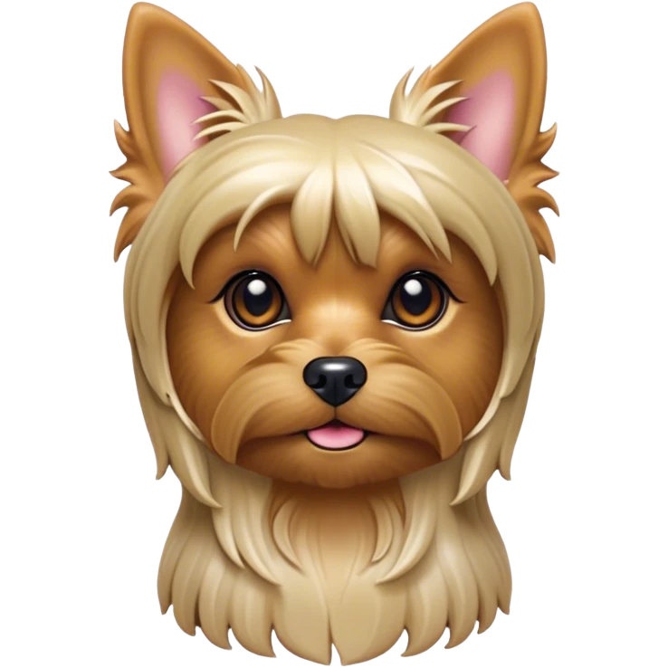 Cinematic Noble Yorkshire Terrier Portrait Emoji, Exuding refined charm and dignified poise, with a lustrous, silky fur in rich, deep hues, alert eyes and a confident expression, simplified yet exquisitely detailed, glowing with a soft, aristocratic radiance, high shine, embodying intelligent grace and classic elegance, soft glowing outline, capturing the essence of a regal Yorkshire Terrier ready to rule the screen with effortless sophistication! emoji