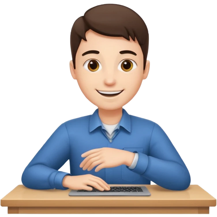 smiling coder at a desk being patted on the shoulder emoji