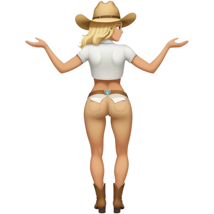 fullbody busty blonde pawg buxom reverse cowgirl pose backview sfw emoji