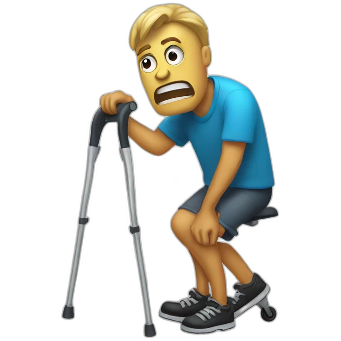  crippled on crutches angry emoji