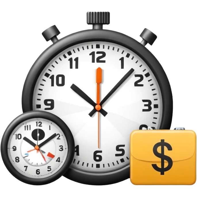 Minimal flat icon, tax money symbol with ruble sign, combined with a clock showing delayed payment, clean vector style, simple geometric shapes, monochrome, no text, no gradients, white background, clear outline, infographic icon emoji