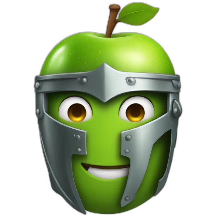 green apple in a knight helmet emoji