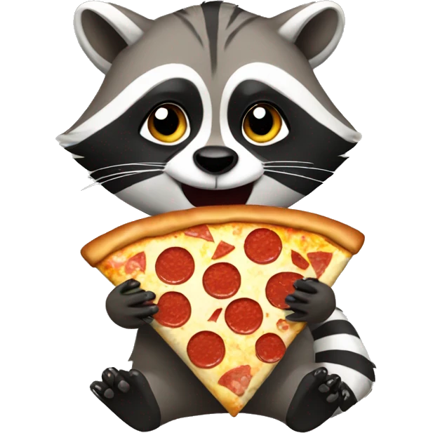 Raccoon eating pizza emoji