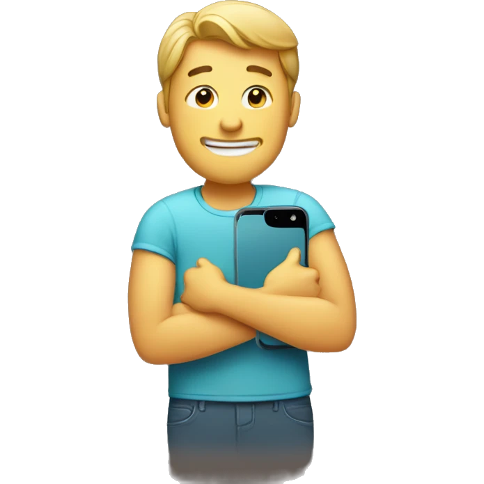 man hugging iphone cartoon emoji