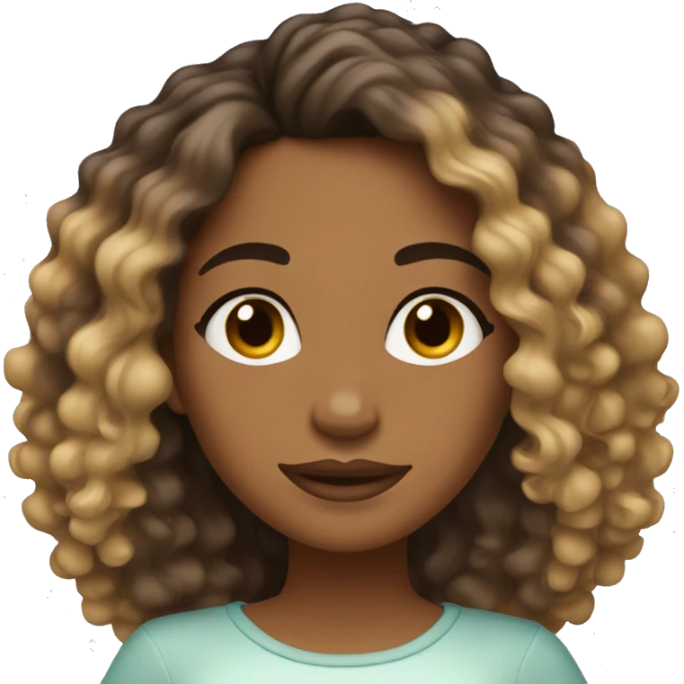 Tan girl with ombre curly hair emoji