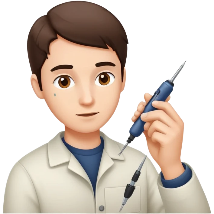 Person carefully adjusting or tweaking a device with a small tool like a screwdriver emoji