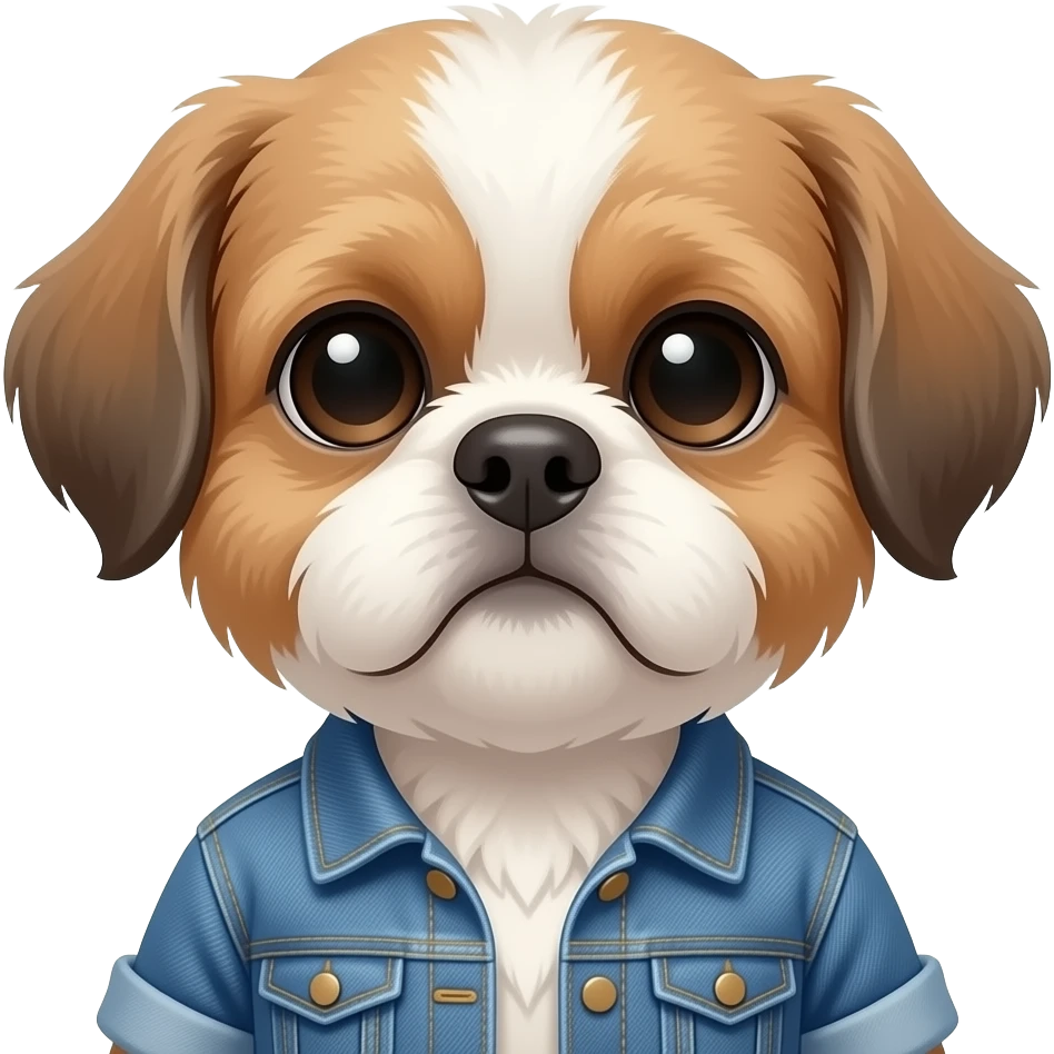 cute shitzu in denim jacket closeup emoji