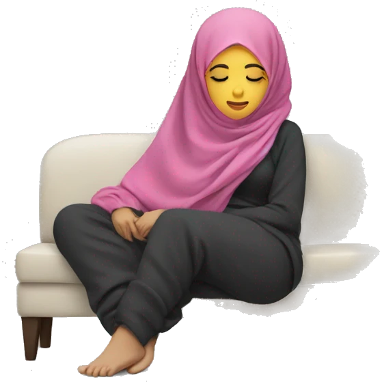 Hijabi-wearing-hoodie-sleeping-on-couch emoji