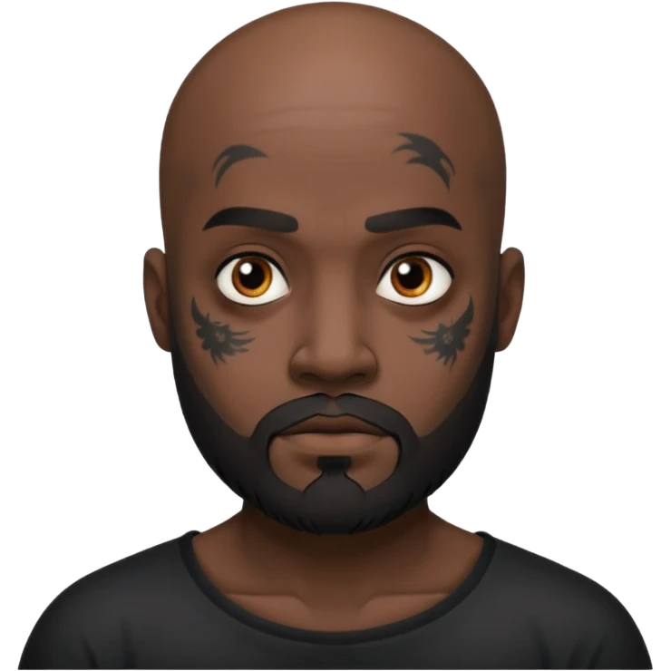 bald bearded man with black face tattoo emoji