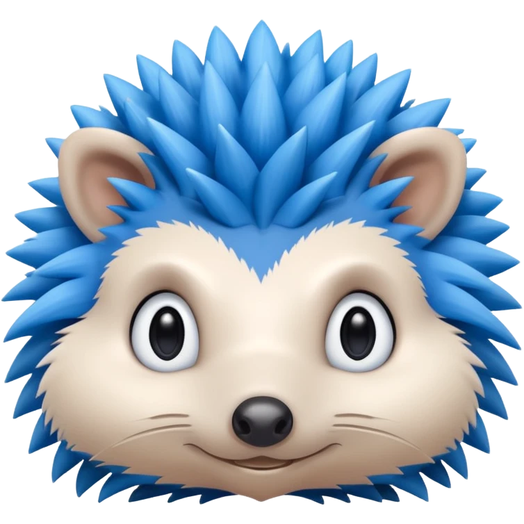 A blue hedgehog with 6 spines only face emoji