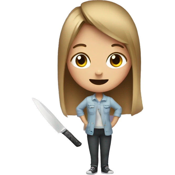 girl with knife and batterfly in her air emoji