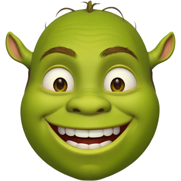 Shrek with a big happy grin, emoji style emoji