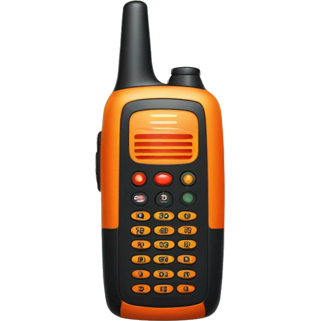 black walkie talkie with red-orange button on side emoji