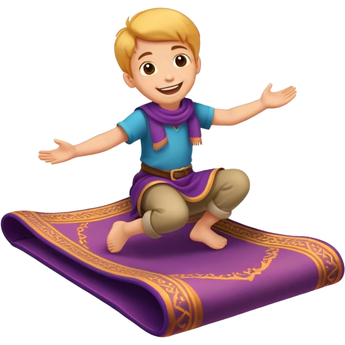 child riding a magic carpet emoji