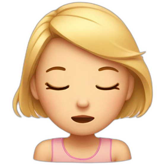 Girl with closed eyes opening mouth and stretching toung out emoji