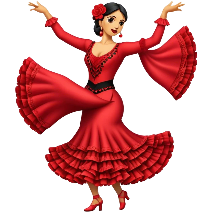 Cinematic Realistic Flamenco Pop Culture Emoji, featuring an expressive portrayal of traditional Spanish dance rendered with dynamic textures and passionate, vibrant lighting. emoji
