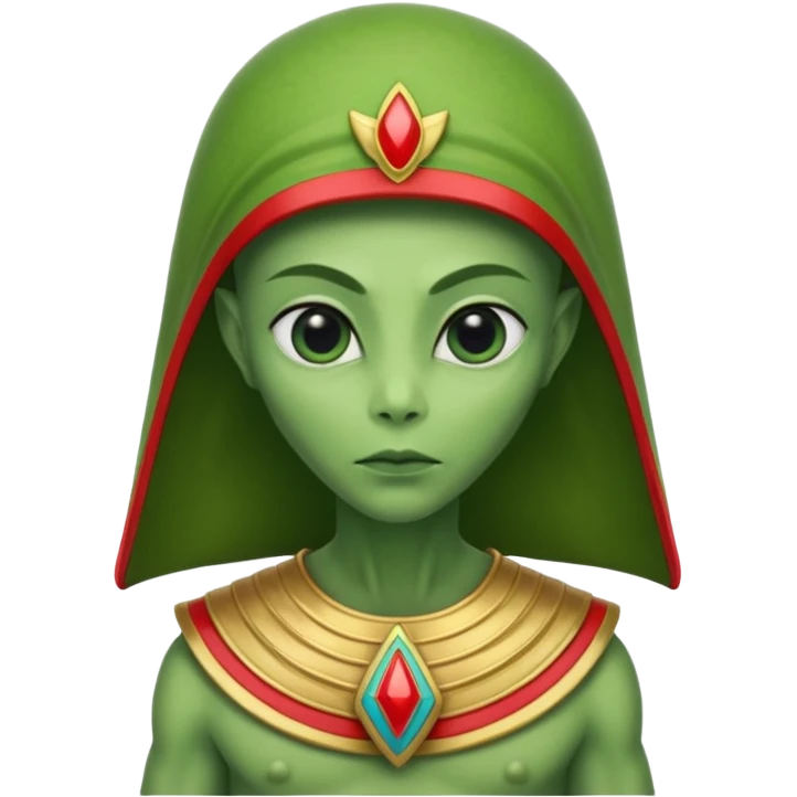 alien, wearing egypt cccp custome, half body emoji