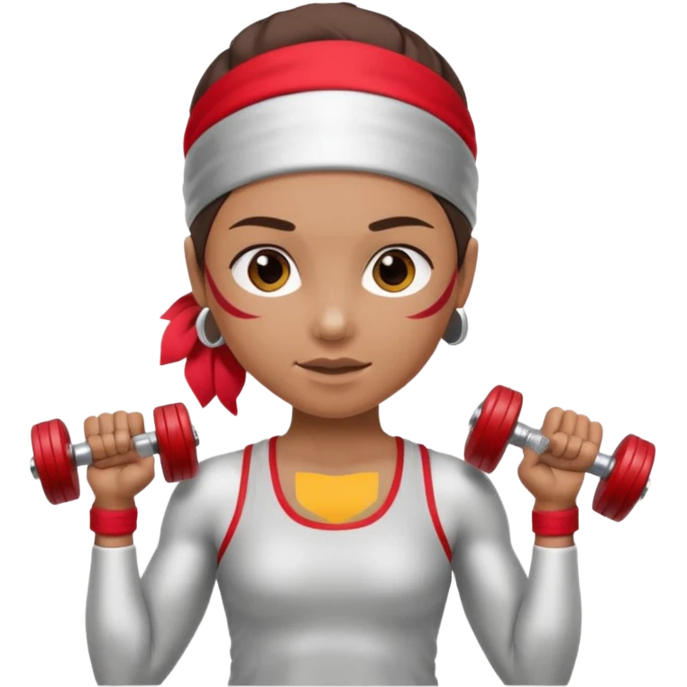 athlete with red headband, hold a mini dumbbell emoji