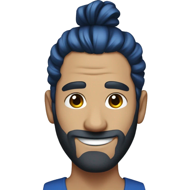Dark blue hair, Man bun, smirk emoji