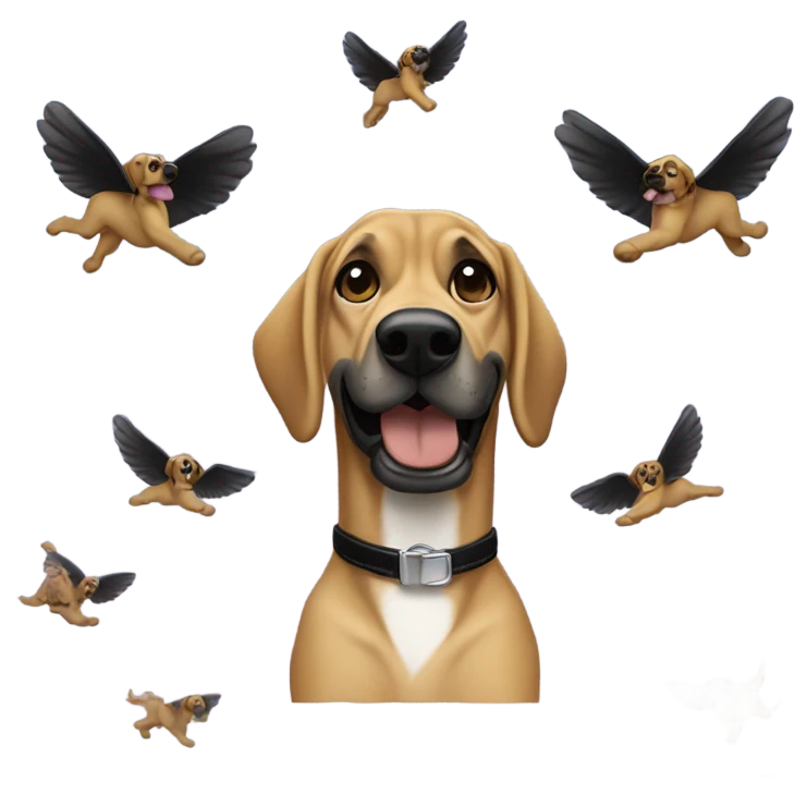 Snoop dog the rapper with a German Shepard flying thru the sky emoji