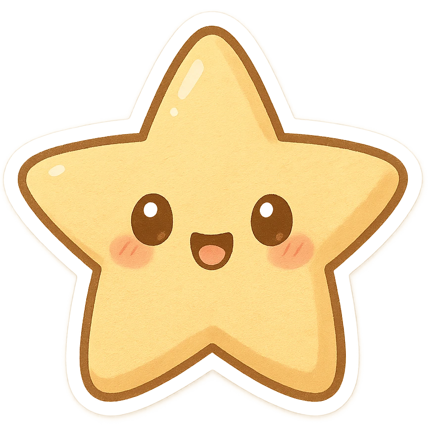 star with face, chibi stickers style emoji