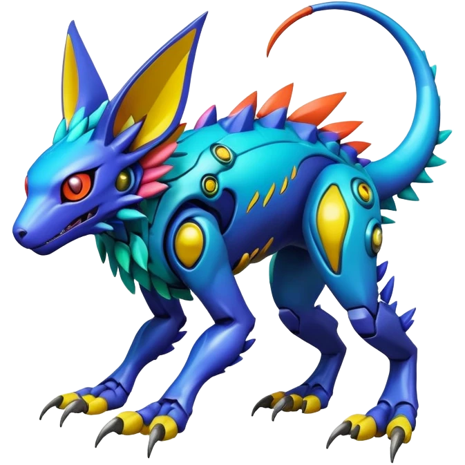  Exotic colorful modern cyber-Fakémon-Digimon-Trico-Vernid-creature (full body) emoji
