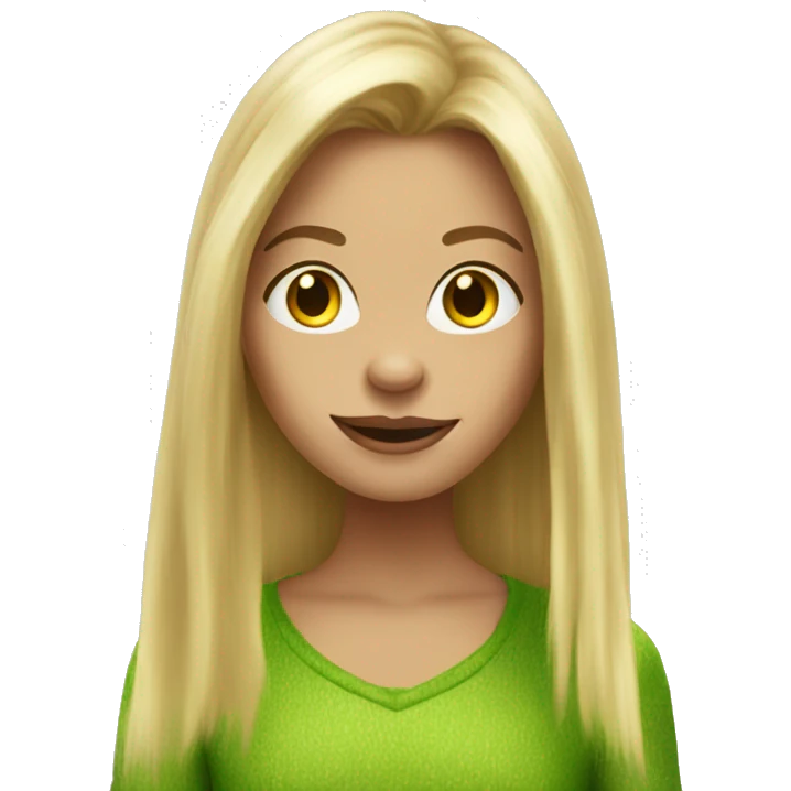 A blond girl with long hair in grinch home shoes emoji