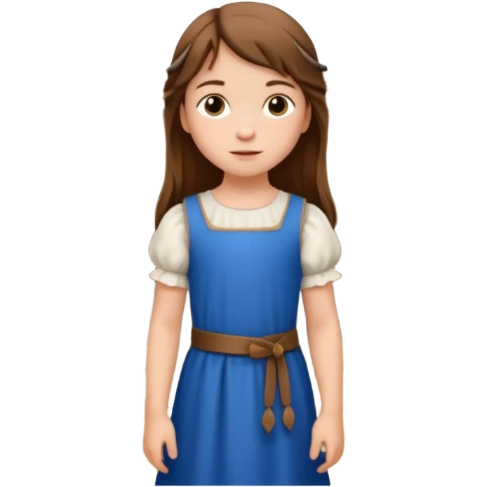 Petite fille villageoise brune à la peau blanche de 8 ans à l'époque du Moyen âge. emoji