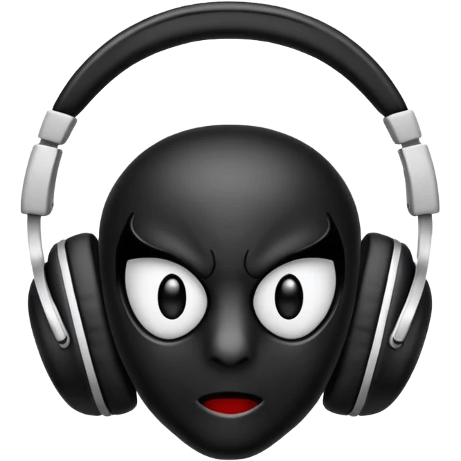 The black spider emoji but with white headphones emoji