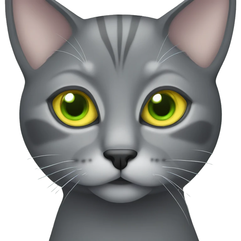 Grey cat with green/yellow eyes emoji
