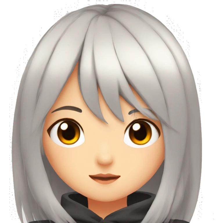an anime girl with half orange and black hair looking tired emoji