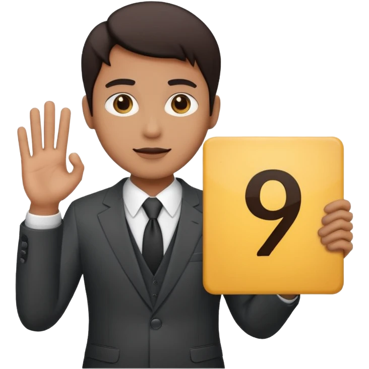 single person in a suit holding a sign with the number 9 emoji