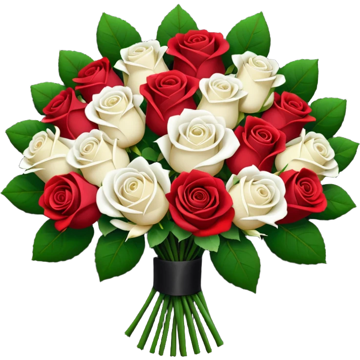 White rose and red rose bouquet with black paper  emoji