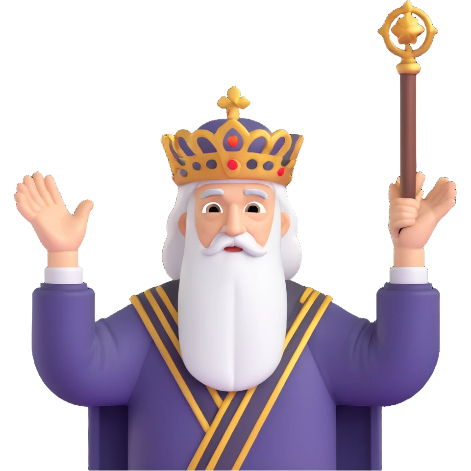 Патриарх Авраам с поднятыми к небу руками, в правой руке посох emoji