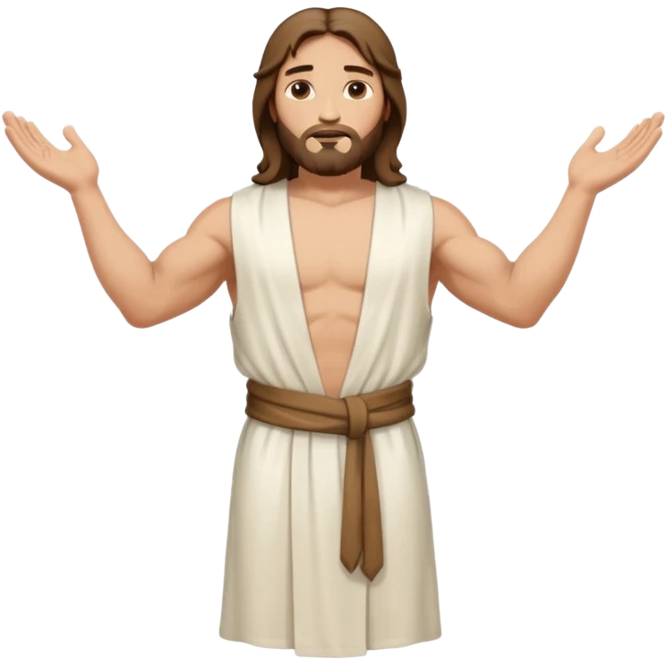 fullbody jesus christ jacked, sleeveless white robe and arm crossed emoji
